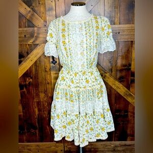 VINTAGE ROCKMOUNT RANCHWEAR  Squarewear Full Skirt Floral Lace Dress Size 16